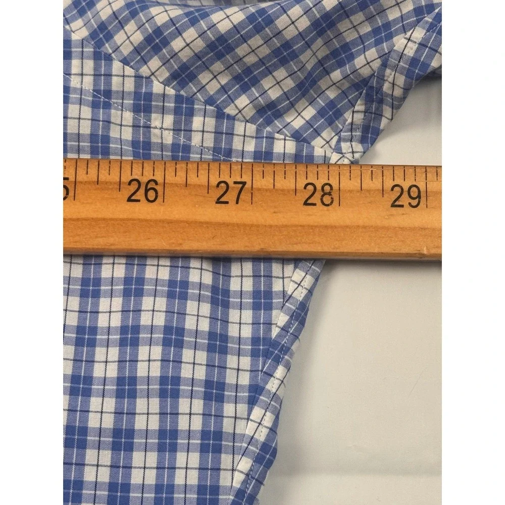 Polo Ralph Lauren Mens 17.5‎ 34/35 Blue White Check Cotton Button Down Shirt